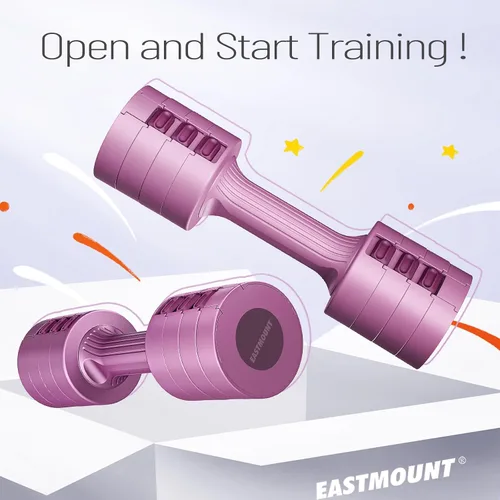 Miniatura 8 de EAST MOUNT Juego de 2 mancuernas ajustables de 5 libras, peso libre total de 10 libras, peso libre 6 en 1, pesas de mano para mujer, para el hogar