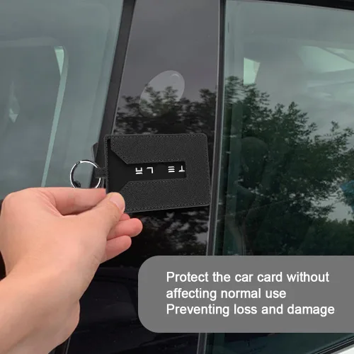 Miniatura 3 de Tarjetero de cuero genuino con llavero, funda protectora antiarañazos compatible con el modelo 3 Y
