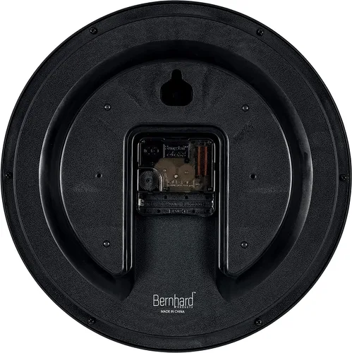 Miniatura 4 de Bernhard Products Reloj de pared negro silencioso sin marcas de tictac de 25,4 cm, de cuarzo, funciona con batería, redondo, fácil de leer