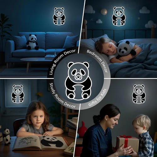Miniatura 5 de YuanDian Letrero de neón de panda, luces de neón de animales para dormitorio, sala de estar, decoración de pared, regalos de fiesta de cumpleaños
