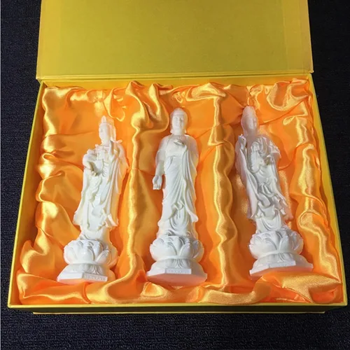 Miniatura 7 de Juego de 3 estatuas de Buda Amitabha Kuanyin-Amitabha-Ksitigarbha, blanco, talla única