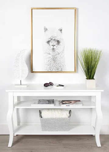 Miniatura 6 de Kate and Laurel Sylvie Hairy Alpaca - Lienzo enmarcado con retrato en blanco y negro por Simon Te Tai, 23 x 33 pulgadas, dorado