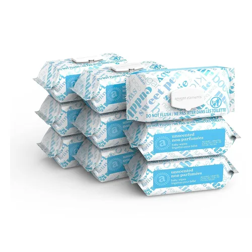Amazon Elements Toallitas para bebé, sin perfume, 810 unidades, paquetes abatibles