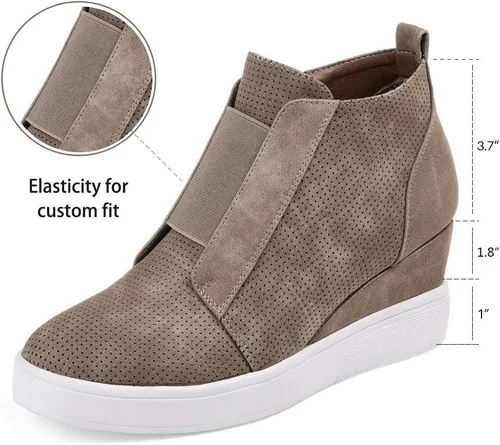 Miniatura 4 de Athlefit - Zapatos deportivos de cuña de plataforma para mujer, con tacón oculto, botines de cuña oculta