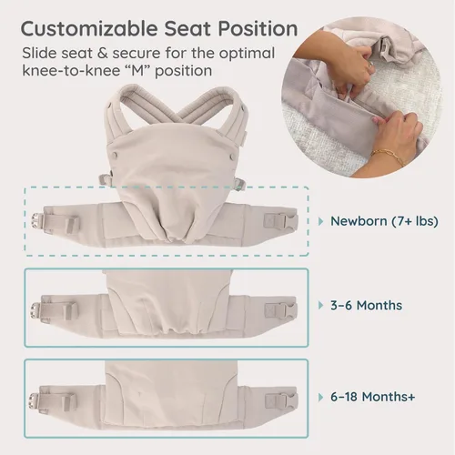 Miniatura 5 de Infantino Honey Blossom - Portabebés ergonómico para bebés a niños pequeños, soporte de posición "M" saludable para la cadera, asiento deslizante