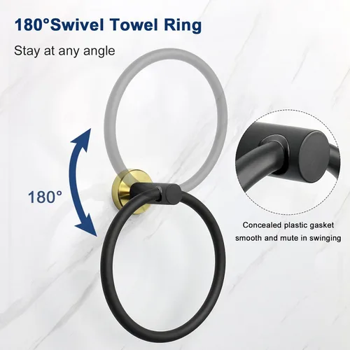 Miniatura 6 de NearMoon Anillo de Toalla de Baño, Accesorios de Ferretería de Baño - Soporte de Toalla de Mano de Acero Inoxidable Engrosado para Baño, Colgador