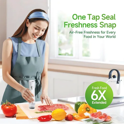 Miniatura 2 de Sellador al vacío de mano, sellador al vacío prémium para alimentos + 35 bolsas reutilizables para Sous Vide, potente sellador de alimentos al vacío