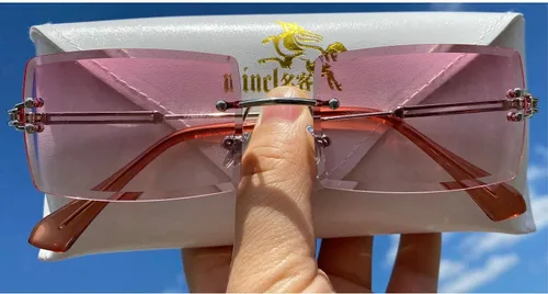 Miniatura 3 de MINCL - Gafas de sol rectangulares pequeñas para mujer ultraligeras color caramelo sin marco