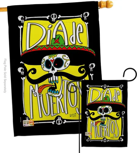 Miniatura 15 de Dia De Los Muertos Decoraciones Otoño Día de Muertos Decoración Habitación Hogar Mexico Mexicanos Ourdoor Interior Halloween Bandera Tapiz Césped