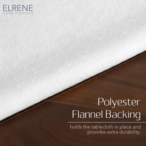 Miniatura 3 de Elrene Home Fashions Ava - Mantel de vinilo jacobeo floral resistente al agua y a las manchas con reverso de franela, 70 x 70 pulgadas, redondo