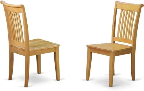 East West Furniture POC-OAK-W Portland - Juego de 2 sillas de comedor de madera con respaldo de listones, color roble Poc-roble-w