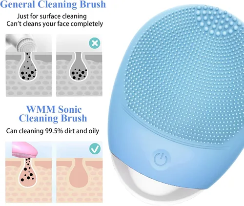 Miniatura 2 de Cepillo de limpieza facial, 3 en 1, limpiador facial eléctrico de silicona suave impermeable, recargable por USB, IPX7, resistente al agua, cepillo