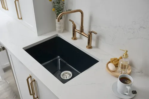 Miniatura 5 de Ruvati RVL2420BK - Fregadero de cocina de montaje inferior/empotrado de arcilla refractaria de 24 pulgadas - negro brillante