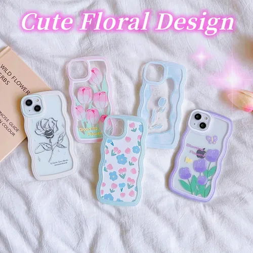 Miniatura 6 de Funda compatible con iPhone 11 transparente con diseño floral para mujeres y niñas, bonita funda estética de flores onduladas, suave a prueba