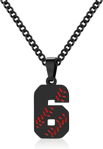 Miniatura 54 de Btysun Collares de béisbol de béisbol número 0-99 dijes de acero inoxidable para hombres, regalos de béisbol, papá, marido, regalo de Navidad