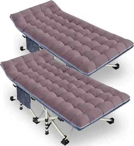 Miniatura 12 de Catre de Camping con Almohadilla Gruesa Catres para Dormir Cama de Camping Catre Plegable 450LBS(Carga Máxima) Cómodo Doble Capa Oxford Resistente