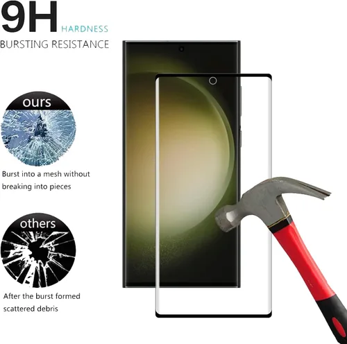Miniatura 4 de Protector de pantalla de vidrio templado para Samsung Galaxy S23 Ultra 5G, curvado 3D, dureza 9H, antiarañazos, transparente HD, compatible