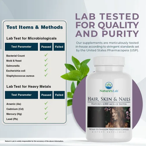 Miniatura 3 de Nature's Lab Cabello piel y uñas - Biotina, BCAA, MSM, complejo vitamínico - 90 unidades (suministro para 90 días)