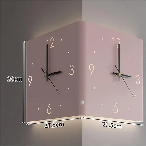 Miniatura 2 de KYOFIS Reloj de pared Corne de doble cara, reloj de pared digital de esquina con escala numeral, funciona con pilas, reloj de pared silencioso