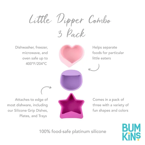 Miniatura 5 de Bumkins Baby Silicone Little Dippers, se fija a cuencos, platos y platos, taza de salsa, sostiene salsas, puré, coberturas, destete LED para bebés