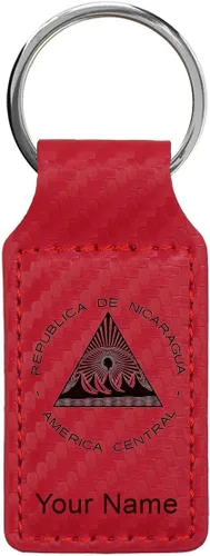 Miniatura 18 de LaserGram Llavero rectangular, bandera de Nicaragua, grabado personalizado incluido, Bambú