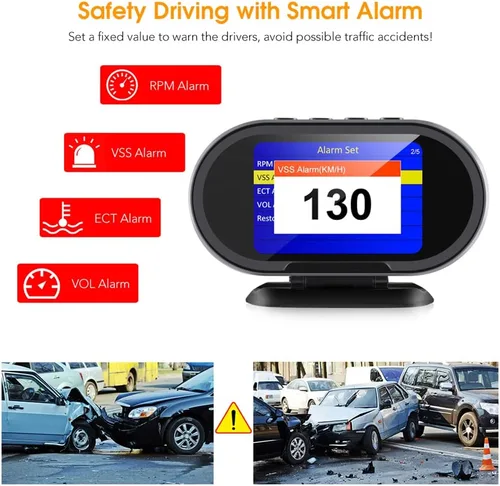 Miniatura 7 de Lector de código de escáner OBD2 2 en 1 y pantalla frontal HUD automática compatible con los 10 modos de prueba OBDII en todos los vehículos