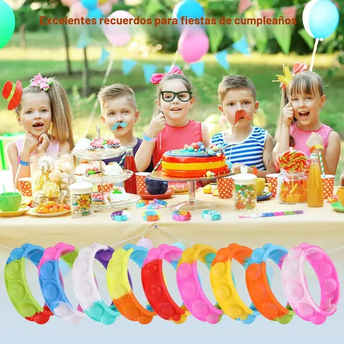 Miniatura 7 de Regalos de fiesta para niños, juguetes Pop Fidget a granel, son 24 paquetes de pulseras Fidget, regalos de fiesta de cumpleaños para Halloween