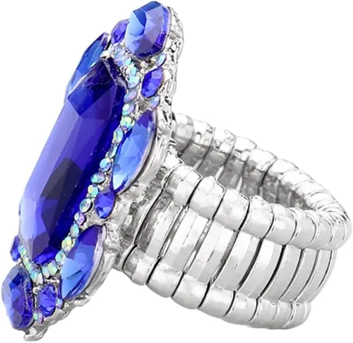 Miniatura 2 de Rosemarie & Jubalee Impresionante anillo de cóctel de cristal de corte esmeralda para mujer, 1.37 pulgadas