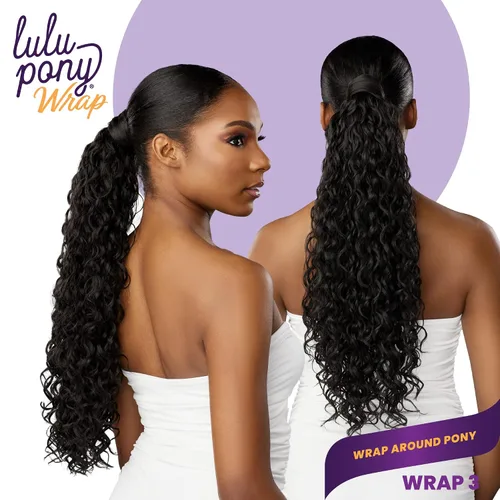 Miniatura 3 de Sensationnel Lulu pony wrap hairextensions- 3 colas de caballo yaki sintéticas de alto calor o arriba do pieza de peluca de pelo (T2/BG)