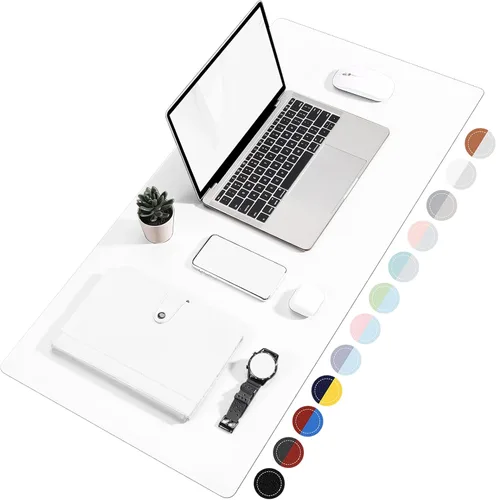 Miniatura 8 de TOWWI Tapete de escritorio de doble cara, tapete grande para escritorio, protector impermeable para mouse y teclado, tapete de cuero para escritorio