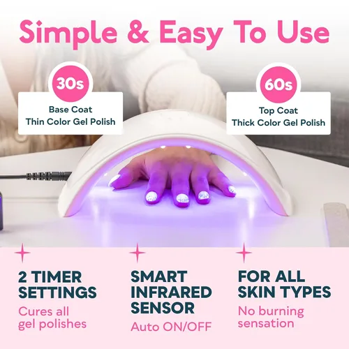 Miniatura 2 de SUNUV SUN9C - Lámpara LED para uñas, guantes de luz UV para uñas de gel, sin dedos, UPF 50+, guantes anti UV para lámpara de gel, secadora de uñas