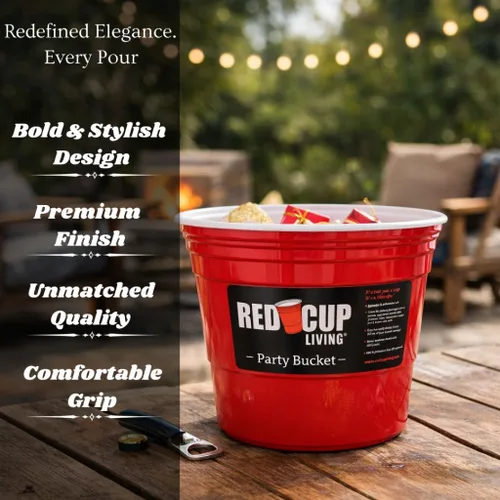 Miniatura 5 de Red Cup Living Cubo de hielo grande para fiestas, enfriador de bebidas aislado de 201 onzas para fiestas, bar y cocina, cerveza de plástico
