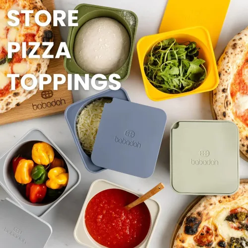 Miniatura 8 de Babadoh Recipientes de Silicona para Fermentación de Masa de Pizza con Tapas Accesorios para Hacer Pizza Juego de 3 Azul Múltiple