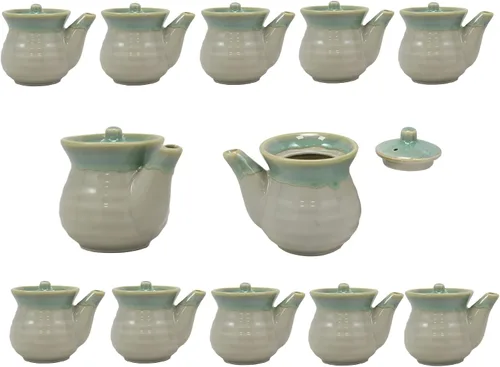 Miniatura 7 de Dispensador de botellas de salsa de soja japonesa, paquete de 2, olla de cerámica Shoyu con tapa, servidor de salsa de soja tradicional