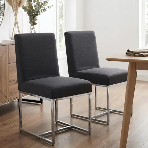 Miniatura 31 de HNY Juego de 2 sillas de cocina modernas, silla de cocina y comedor de cuero PU, silla de comedor tapizada silla auxiliar con marco de metal