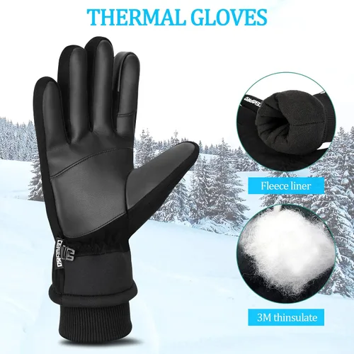 Miniatura 2 de Cevapro Winter Thermal Gloves for Men Women, -20 Anti-Slip Waterproof Deerskin Suede Insulated Touchscreen Gloves.