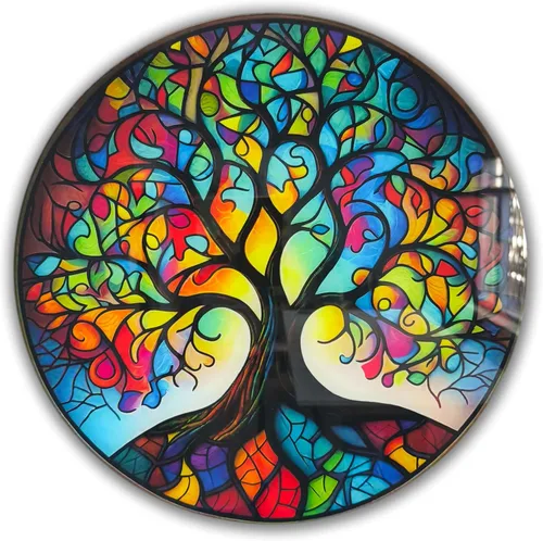 Miniatura 8 de Árbol de la vida, arte de pared de vidrio templado, pintura abstracta para pared, decoración del hogar, regalo de inauguración de la casa, colgantes