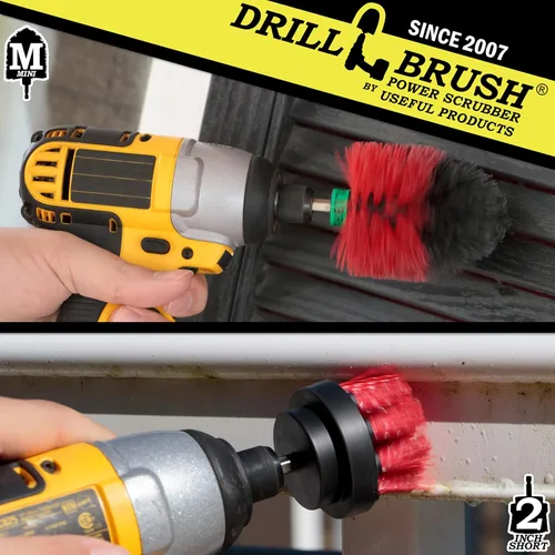 Miniatura 2 de 2 cepillos de limpieza rotativos de cerdas rígidas rojas de tamaño mini para limpiar revestimientos, ladrillos, piedras, chimeneas, cubiertas, Rojo