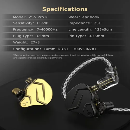 Miniatura 3 de KZ ZSN PRO X - Auriculares con cable, auriculares de monitorización intraurales con controlador doble, sonido claro y auriculares ergonómicos