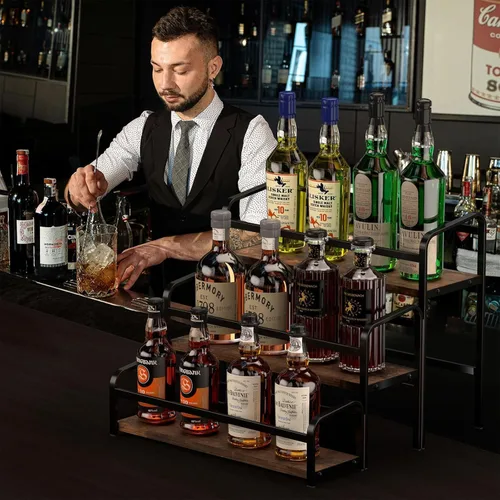 Miniatura 5 de DTUQYX Organizador de Jarabe de Café de 3 Niveles: Estante Vintage para Jarabe de Café con Capacidad para 12 Botellas, Estación de Café