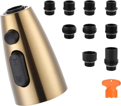 Miniatura 11 de Repuesto de cabezal de grifo de cocina: cabezal rociador de acero inoxidable, 3 modos de boquilla de pulverización extraíble con 9 adaptadores