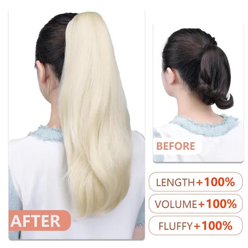 Miniatura 196 de Extensiones de cola de caballo de cabello rubio, extensiones de cola de caballo para mujer, pinza de extensiones de cabello rizado de 12 pulgadas