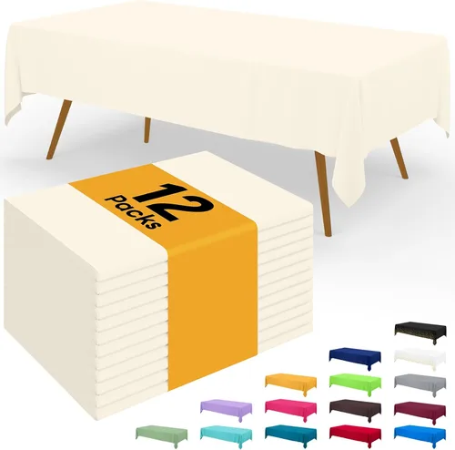 Miniatura 124 de Smiry - Juego de 6 manteles desechables, 54 x 78 pulgadas, manteles impermeables rectangulares para fiestas, cubierta de mesa de plástico