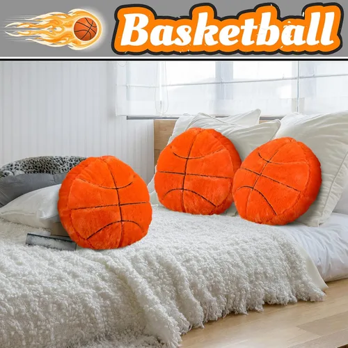 Miniatura 6 de Gerrii 4 almohadas deportivas de baloncesto, softbol, fútbol, voleibol, tenis, cojín de felpa esponjoso, regalo para noche de personas mayores