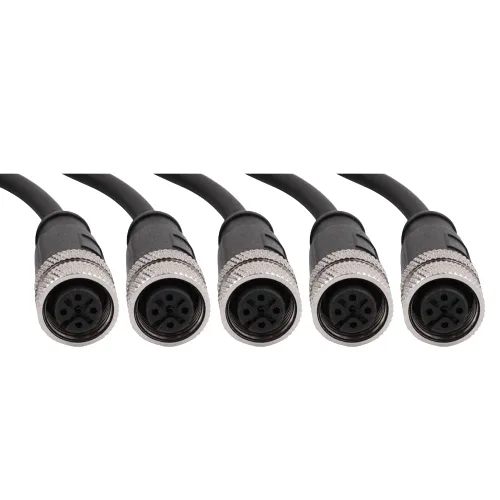 Elecbee 5 unids M12 5 Pin A Código Cable hembra recto Cable negro PVC 1.5M AWG22, compatible con sensores de maquinaria de automatización industrial
