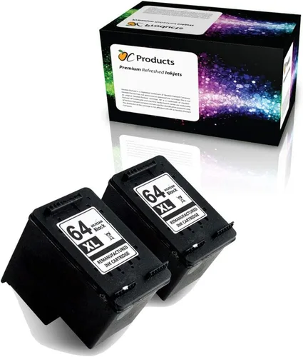 Cartucho de tinta rellenado de repuesto, paquete de 2 para impresoras HP 64 64XL para impresoras Envy Photo 6255 7155 7855 (2 negras)