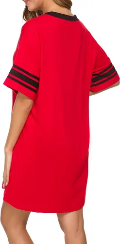 Miniatura 5 de Camisón de manga corta para mujer, con cuello en V, de algodón, holgado, cómodo, pijama, vestido casual para dormir