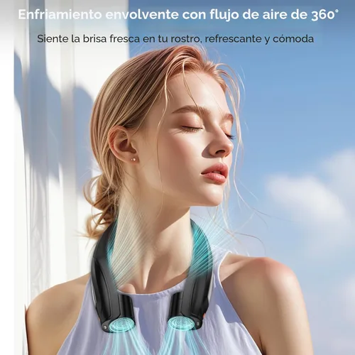 Miniatura 2 de Hionly Ventilador de cuello AI, ventilador personal portátil ajustable de 6 velocidades, recargable, batería de 6000 mAh de enfriamiento más rápido
