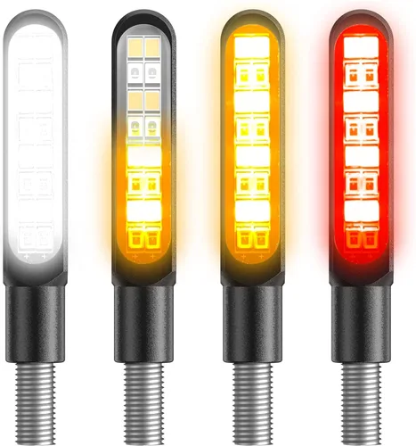 Kinstecks 4 indicadores de motocicleta luces intermitentes intermitentes de giro para motocicleta luces de marcha diurna luces de freno 12V 16LED