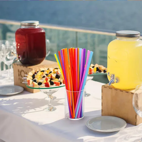Miniatura 4 de Paquete de 1000 pajitas de plástico para beber, 10.2 pulgadas, extra largas, coloridas, desechables, pajitas para batidos, pajitas de fiesta a
